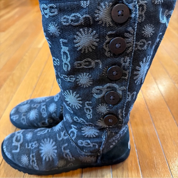 Ugg Unlined Tall Button Up Boots Gray & Black Women's Size 8 1000462 - Picture 2 of 8